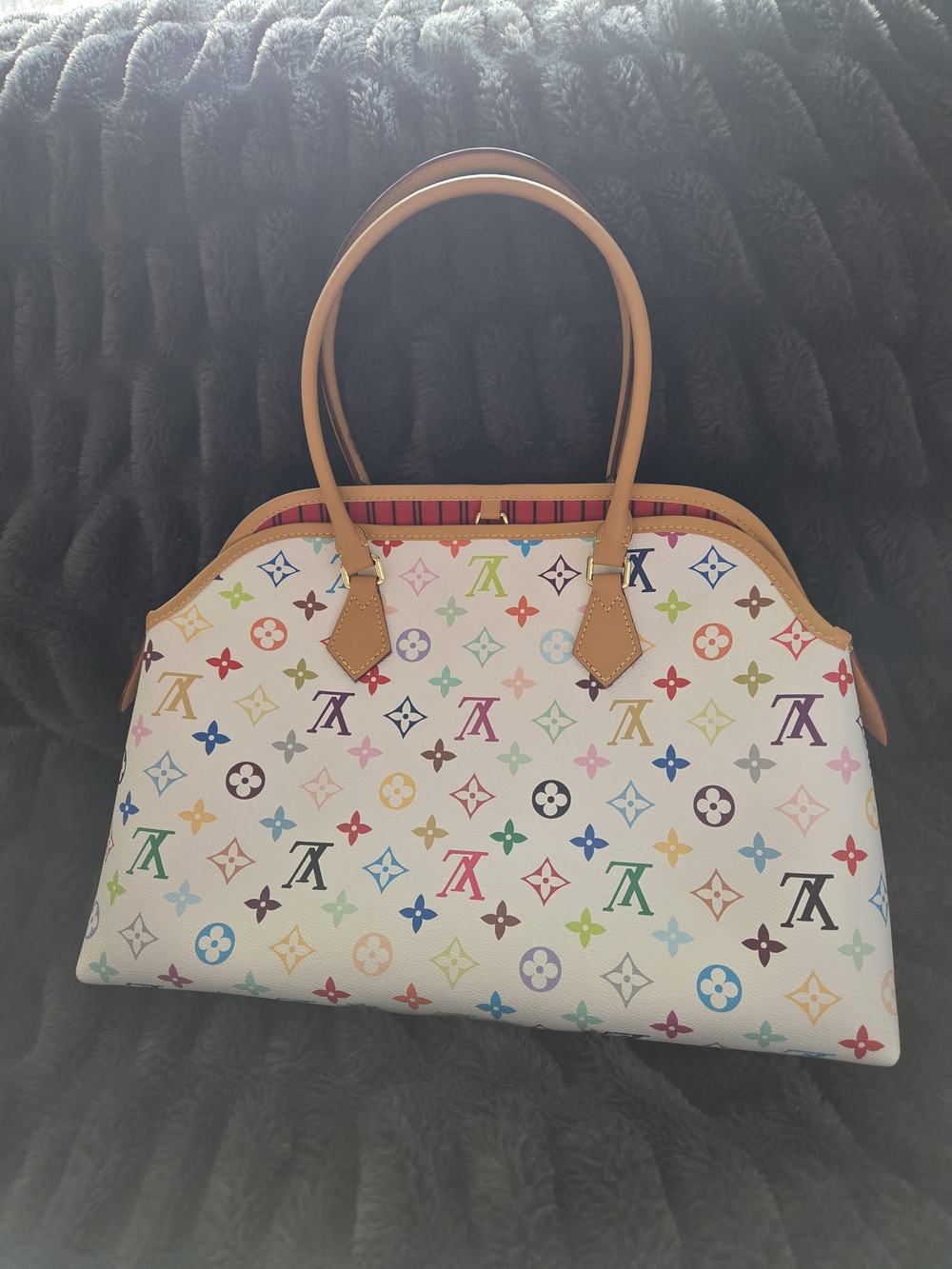 2 In 1 Multicolor White Canvas Large Shoulder Bag And Pouch - Picture 5 of 13
